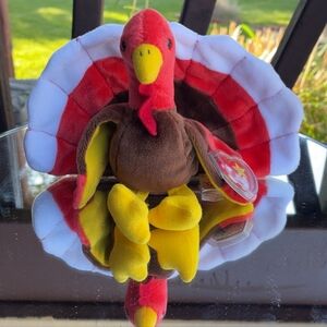 Ty Gobbles Turkey Plush with Red and Yellow Accents